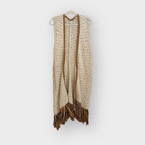 Free People Madeline popcorn knit fringe duster vest - Picture 2 of 7